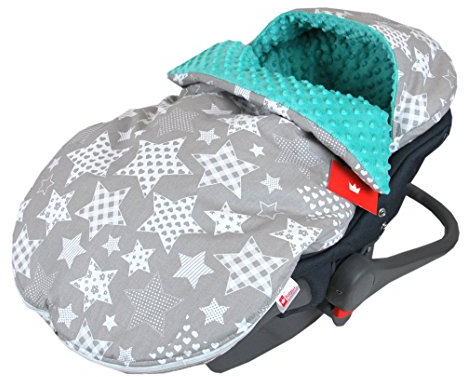 Fußsack SOMMERFUßSACK 90cm Minky Babyschale Kinderwagen Buggy Jogger (3. Minze + Sternbild)