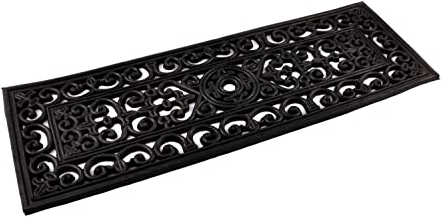 BURI Gummi Stufenmatten in Gussoptik 76,3 x 25,5cm - Treppenstufen Matten Stufenmatten innen und außen - Gummimatte rechteckig in schwarz