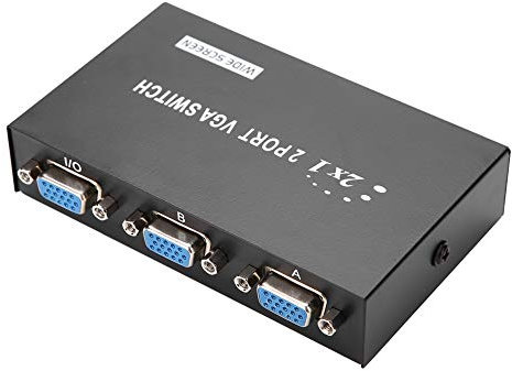 ASHATA VGA Box, 2 in 1 out VGA Switcher Splitter Data Synchronization VGA Monitor VGA Splitter with Fast Data Transmission,No Data Loss Supports VGA, XVGA, SVGA, UXGA