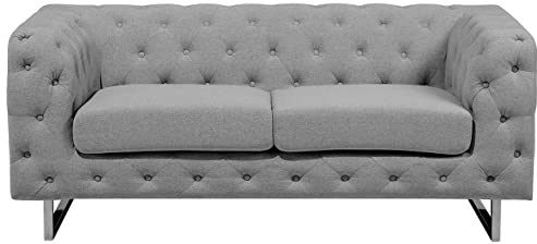 Luxuriöses 2er Sofa Polsterbezug Chesterfield Stil hellgrau Vissland