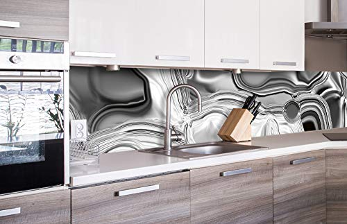 Dimex Küchenrückwand Folie selbstklebend FLÜSSIGES Silber | Klebefolie - Dekofolie - Spritzschutz für Küche | Made in EU - 260 cm x 60 cm