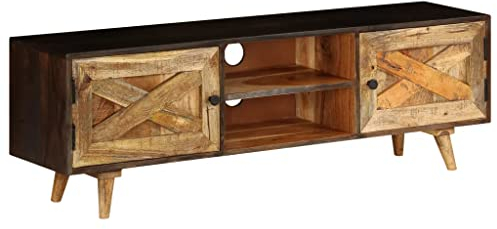 vidaXL Meuble TV Bois de Manguier Massif Salon Mobilier TV Armoire TV Table TV