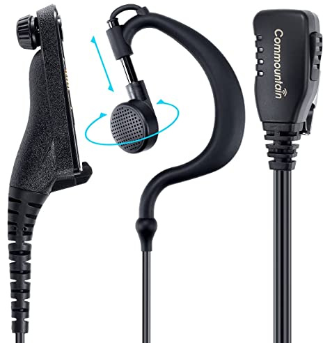 Commountain APX 6000 XPR 7550e Earpiece with Mic Compatible for Motorola Radios APX 8000, APX 7000, APX 4000, XPR 7350e, XPR 7550, XPR 7580e, APX6000, APX8000, XPR7550, XPR7550e, Earhook Headset