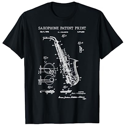 Saxophon Patent Druck 1945 - Vintage Patent Musik T-Shirt