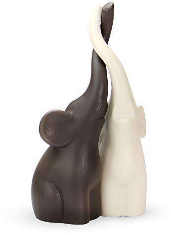 Loving Elephants | Slate Grey & Cream Elephant Ornaments | Ceramic Home Accessories | Decorative Elephant Figurines | Home Decor Gifts | M&W