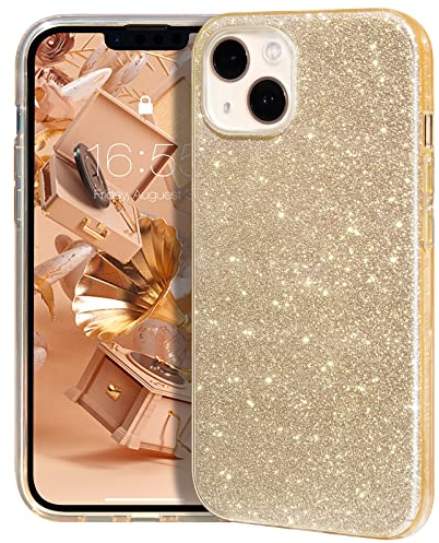 MATEPROX Glitzern Handyhülle Kompatibel mit iPhone 13 Mini/iPhone 12 Mini Hülle Schutzhülle Sprühen Glänzend Bling Dünnes Hülle für iPhone 13 Mini/iPhone12 Mini 5,4'' 2021-Golden