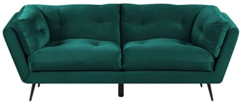 Beliani Modernes Sofa aus Samtstoff in Smaragdgrün 3er Sitzer Lenvik