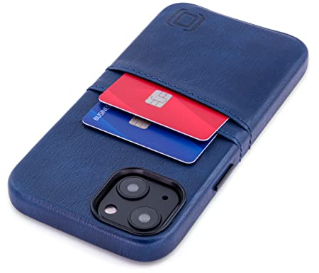 Dockem Wallet Case for iPhone 13 with Built-in Metal Plate for Magnetic Mounting & 2 Credit Card Holder Pockets: Exec M2, Premium Synthetic Leather (6.1 iPhone 13, Navy Blue)