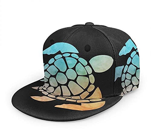 Oaieltj Unisex Baseball Cap Herren Damen Einstellbare Snapback Trucker Hat Mode Hip-Hop Baseball Cap, Space Aquarell Schildkröte Schwarz, One size