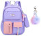 Schulrucksack Rucksack Teenager Mädchen Kinderrucksack Mädchen Reisen Freizeitrucksack Wasserdicht Süßes Muster Campus Backpack Bücher Tasche Rucksäcke Daypacks Schule Bag mit Federmäppchen(Violett)