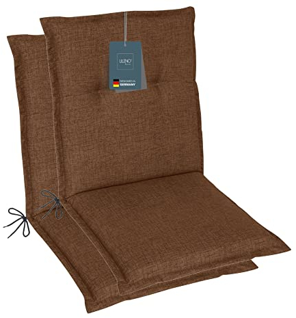 LILENO HOME Gartenstuhl Auflagen als [2er Set - Niedriglehner] in Braun - Bequeme Liegen als Sitzauflagen für Gartenmöbel - Stuhlkissen für Gartenstühle und Klappstühle