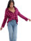 GAP V-LS Camicia in Flanella drappeggiata Button-Down, Plaid Rosa, S da Donna