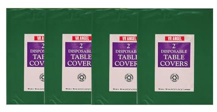 VR Angel 8 x Dark Green Disposable Paper Table Cloth Cover for Square or Rectangular Dining Table Birthday Party, Catering, Baby Shower, Wedding Decorations - 90 x 90cm