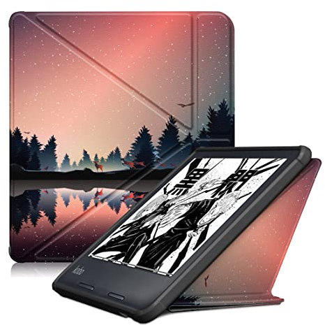 XFDSFDL® Étui pour Kobo Libra 2 (7 Pouces) Ultra Mince PU Cuir Housse Flip Coque Faon Motif avec Pliage Multiple Stand et Veille/Réveil Automatique Protection Cas, 04