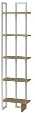 DECOROTIKA - Alica180 cm Bookcase – Industrial Corner Unit Bookshelf – Metal Frame Shelving Unit (White/Oud Pattern)
