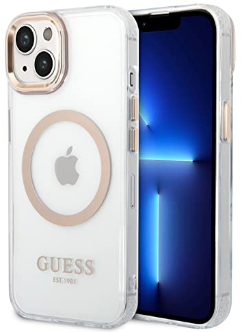 Guess GUHMP14MHTRMD Hülle für iPhone 14 Plus 6,7 Gold/Gold Hard case Metal Outline