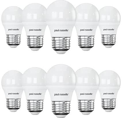 paul russells LED Golf Ball – Dimmable Edison Screw Light, 5.5W 470 LM E27 G45 LED Bulbs, 40w Equivalent, 4000K Cool White/Natural White, Dimmer ES Energy Saving Ceiling Lightsbulbs, 10 Pack