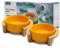 Cuenco de Cerámica para Gato, Pack de 2, Base de Madera de Bambú, 400 mL, Amarillo