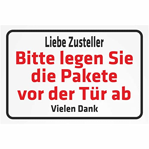 Indigos UG Aufkleber Bitte Legen Sie die Pakete vor der Tür ab 300x200 mm Hotel, Firma, Schutz, Kita, Arzt, Praxis, Wohnung Sicherheit Warnung