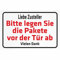 Indigos UG Aufkleber Bitte Legen Sie die Pakete vor der Tür ab 300x200 mm Hotel, Firma, Schutz, Kita, Arzt, Praxis, Wohnung Sicherheit Warnung