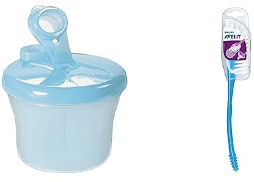 Philips AVENT SCF135/06 - Dosificador para leche en polvo, color azul & SCF145/06 - Cepillo escobilla de limpieza para biberones y chupetes, color azul