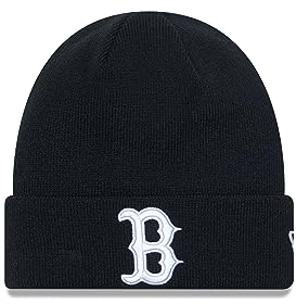 New Era Boston Red Sox MLB League Essential Black White Cuff Knit Beanie - One-Size