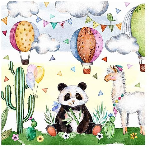 Bilderwelten Fototapete Kinderzimmer Panda und Lama Aquarell 240 x 240 cm Vlies-Tapete XXL Smart Wandtapete Wanddekoration Kindertapete