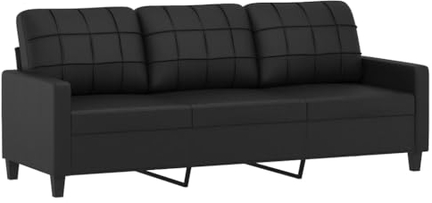vidaXL Sofa 3 Sitzer, Couch für Wohnzimmer, Polstersofa mit Metallgestell, Loungesofa Sitzmöbel Wohnzimmersofa Dreisitzer, Schwarz Kunstleder