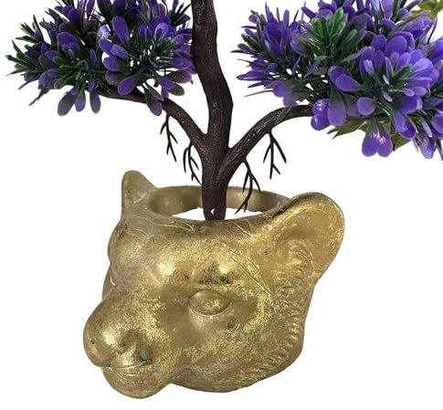 Aspinaworld Tiger Figur Blumentopf Übertopf 10 cm, Dekofigur aus Kunstharz