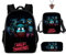 AII Lover Lot de 3 sacs à dos avec porte-clés, 40,6 cm imprimé 3D dessin animé, sac à déjeuner haute capacité, cartable pour garçon et fille., C, 16.5in