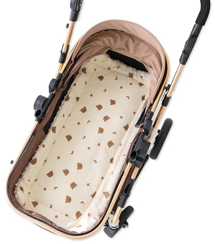 SONARIN Warme Sitzauflage Kinderwagen,Weiche Dicke Kinderwagen Einlage Buggy Auflage Universal Kinderwagenkissen Sitzeinlage Sitzkissen für Kinderwagen Buggy Kindersitz(Stern-Bär)