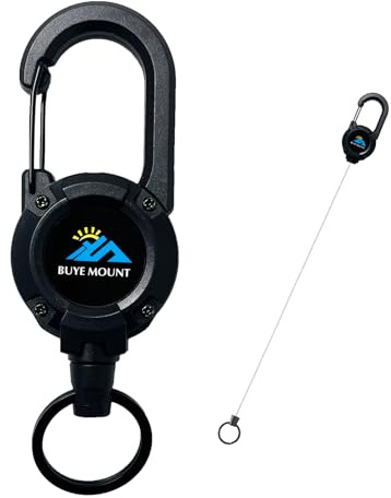 Yojaro Retractable Keychain Heavy Duty, Multitool Carabiner Badge Holder, Retractable Keychain Clip Id Holder, Upgraded 58cm Stainless Steel Cord, Suitable for Men and Women Black