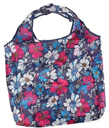LIFKOME Cute Flower Pattern Shopping Bag Large Storage Tote Bag Zips Reusable Machine Washable for Grocery Shopping Books