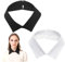 LEEQ Col Faux Femme - 2 pcs Faux Demi Chemise, Col de Chemise Amovible, Faux Col Amovible de Chemisier, Faux Cols Détachables, Accessoires de vêtements(Noir/Blanc)