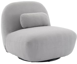 sweeek - 360°-Drehsessel mit Strukturiertem Bouclé-Bezug, mattschwarzem Metallfuß und Kissen - Spino