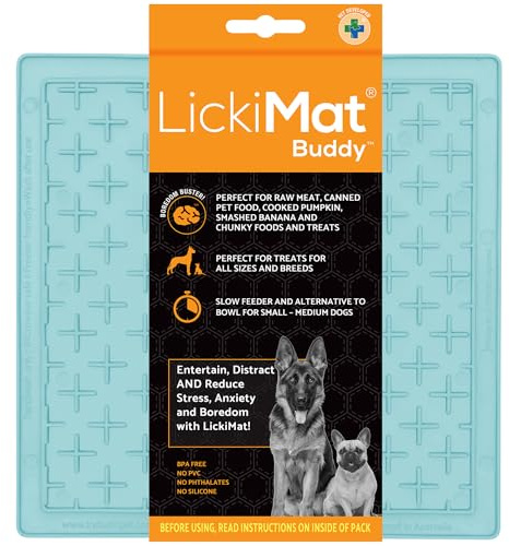 LickiMat Classic Pastel Colours Buddy, Dog Feeding Mat for Boredom & Anxiety Relief, Ideal for Food, Yoghurt or Peanut Butter, Lick Mats, Fun Alternative to Slow Feeder Bowl, Mint