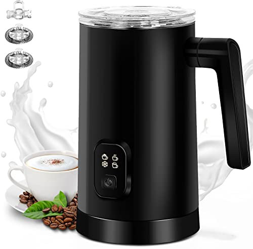 VIYSPNV Montalatte Elettrico Automatico 4 in 1 Cappuccinatore Elettrico 600W 350ml Macchina per Cappuccino Montalatte con Funzione Latte Caldo e Freddo, per Macchiato Cioccolata Calda al Latte