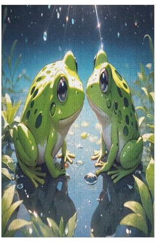 Holzpuzzle Frosch Puzzle 1000 Teile Erwachsene Klassische Pädagogisches Spielzeug Kinder Lernspiel Herausforderndes Puzzles Raumdekoration Detailreiches Geschenk (78×53cm)