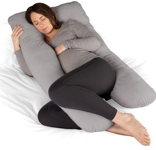 Dreamcatcher Grey Pregnancy Pillow, U Shaped Maternity Pillow, Full Body Support Pregnancy Pillows for Sleeping, Machine Washable Maternity & Body Pillows with Removable Velvet Cover