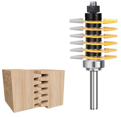 BALUGAEA Verstellbarer Fingergelenk-Fräser, 8mm Schaft, Nut und Feder Fräser Hartmetall-Meißel-Bit, für Faserplatten mittlerer Dichte, Massivholz, Spanplatten