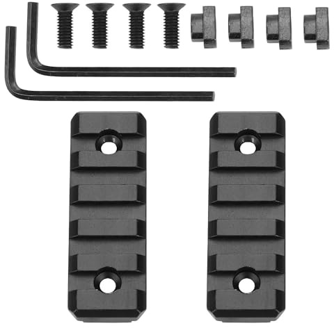 ATFLBOX Picatinny Schienen Set für M-LOK, 5/7/9 Slots Metall M-LOK Rail | 2/4/6 Stk. Aluminium Schienen mit 4/8/12 T-Muttern, Schrauben & Schlüsseln, M-LOK Zubehör für Airsoft, Gewehr & Jagd