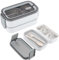 Premium Edelstahl Bento Lunchbox – 2 Etagen mit Fächern,BPA-freie,Brotbox Erwachsen,Umweltfreundliche Edelstahl 304 Brotdose,Auslaufsicher,Mikrowellengeeignet – Für Kinder & Erwachsene (Weiß)