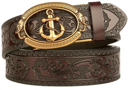 xichuangyuXCY Men's Leather Ratchet Belt Retro Buckle Casual Business Belt for Jeans 49 Adjustable Trim to Fit