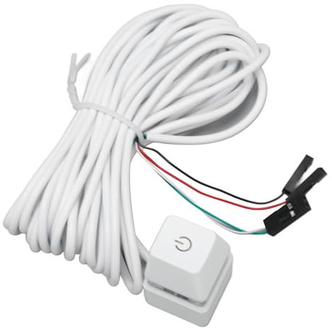 PC Power Switch, White Color Computer Power Switch Plug and Play Mechanical for Gaming (Blue Light 4m)