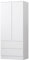 FWStyle Matt White 2 Door 2 Drawer Combination Wardrobe Bedroom Nursery Storage