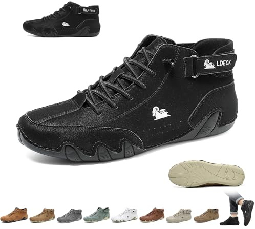 Scarpe Beck in pelle fatte a mano in Italia da uomo, stivali alti da esterno antiscivolo, leggeri e comodi, unisex, for escursioni, campeggio e guida, stivali Chukka for tutte le stagioni(nero,44 EU)