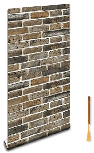 Oufdj-iPro Stein Tapete Ziegel Vinyl Tapete Selbstklebende Tapete Rote Ziegel Selbstklebende Tapete Wasserdichte Wanddekoration Rolle mit exquisiten Lesezeichen aus Holz, 44.5x1200CM