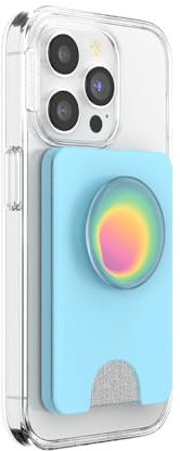 PopSockets Phone Wallet with Expanding Grip and Adapter Ring for MagSafe, Phone Card Holder, Wireless Charging Compatible, Wallet Compatible with MagSafe - Butterfly Pea Blue Boca Aura