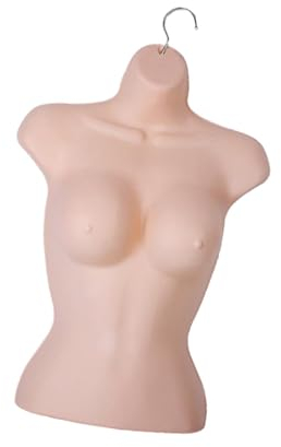 Harilla Hängende Schaufensterpuppe, Körper-Torso, Damen-Schneiderpuppe, mit Aufhängehaken, Damen-Halbkörper-Schneiderpuppe, Hohlrücken-Torso, Hautfarbe