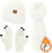 Weiß Mütze Schal Handschuhe Set Damen Herren, Touchscreen Handschuhe Damen Winter Mütze Damen Winter Schal Damen Winter, Winterset Handschuhe Mütze Schal Set Damen Geschenke für Frauen Weihnachten